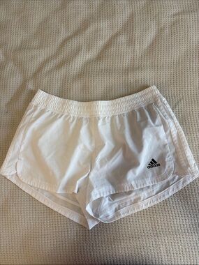 adidas Women's White Athletic Running Shorts with Black Logo